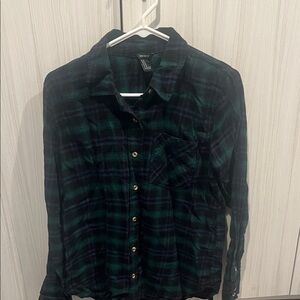 Forever 21 Green and Blue Plaid Shirt